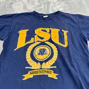Vintage LSU Tigers Shirt Mens Medium Blue Graphic Tee College Artex Made in USA*